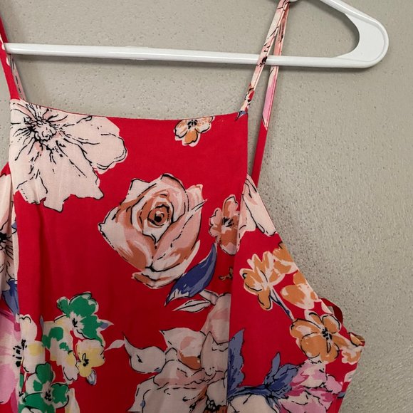 BAND OF GYPSIES Red Floral Halter Maxi Dress SZ M - Picture 2 of 4